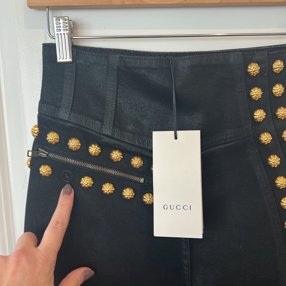 nwt $3500 GUCCI Coated Studded Embellished Jeans - Picture 5 of 9